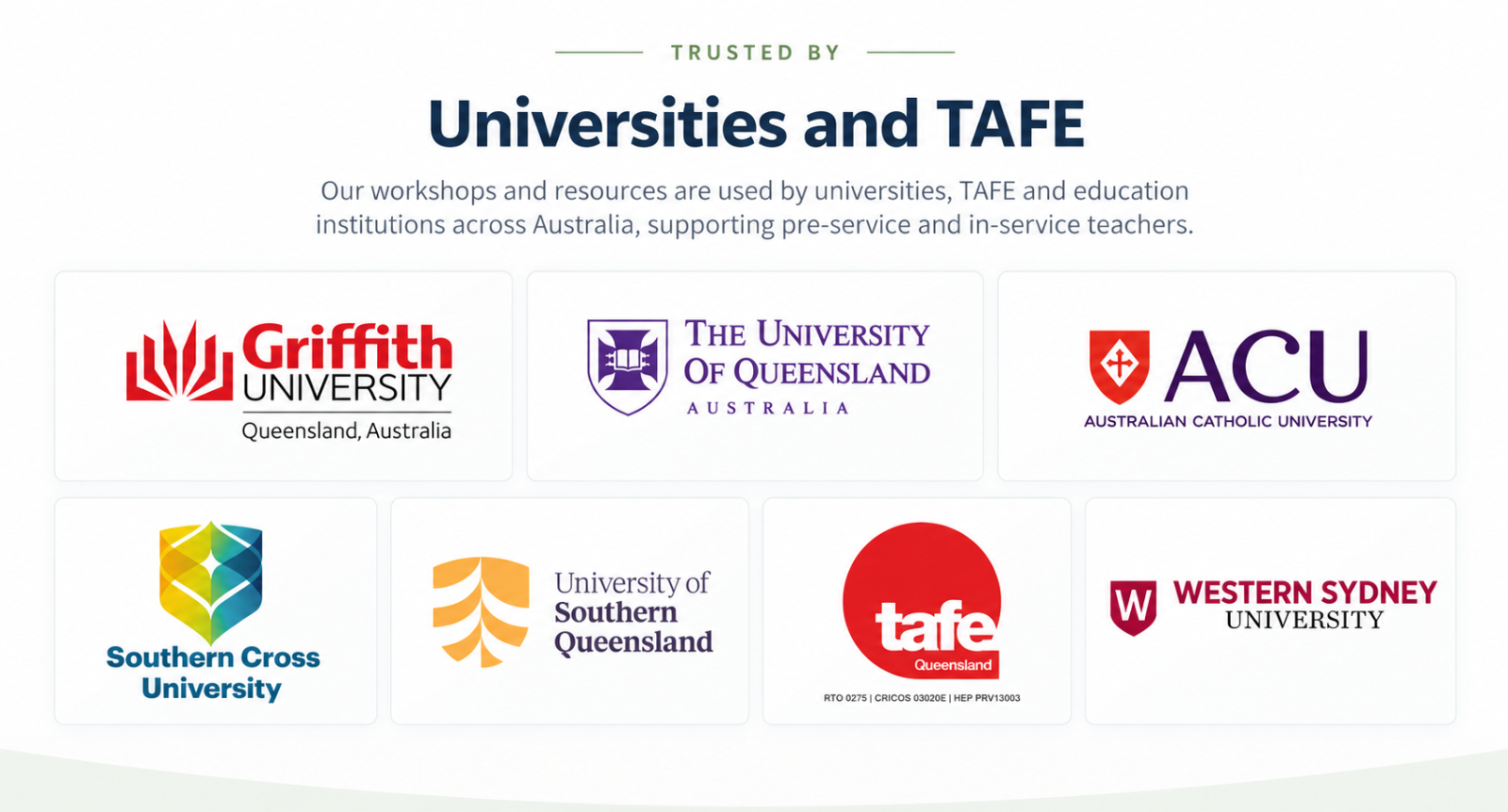 Universities and TAFE organisations that ITC Publications has worked with