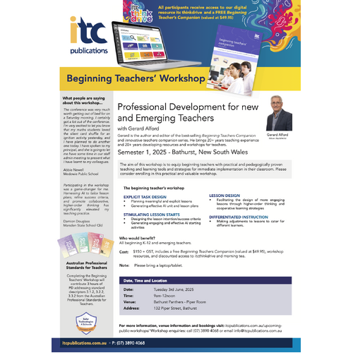 Bathurst 03-JUNE-2025: Beginning Teacher’ Workshop - NSW Public Workshops